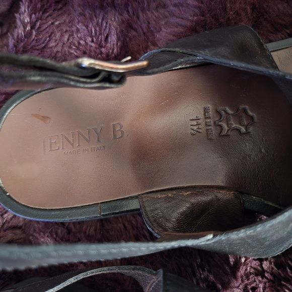 Jenny B | Black Leather Handmade Sandals Vibram Sole Sz 11.5 - Picture 2 of 6